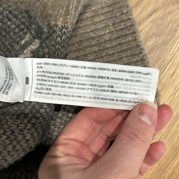 Abercrombie & Fitch women’s classic easy turtleneck sweater tan checkered wool - Picture 10 of 10